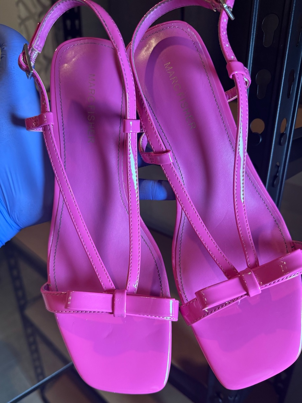 Marc Fisher Hot Pink Bow T-Strap Sandals